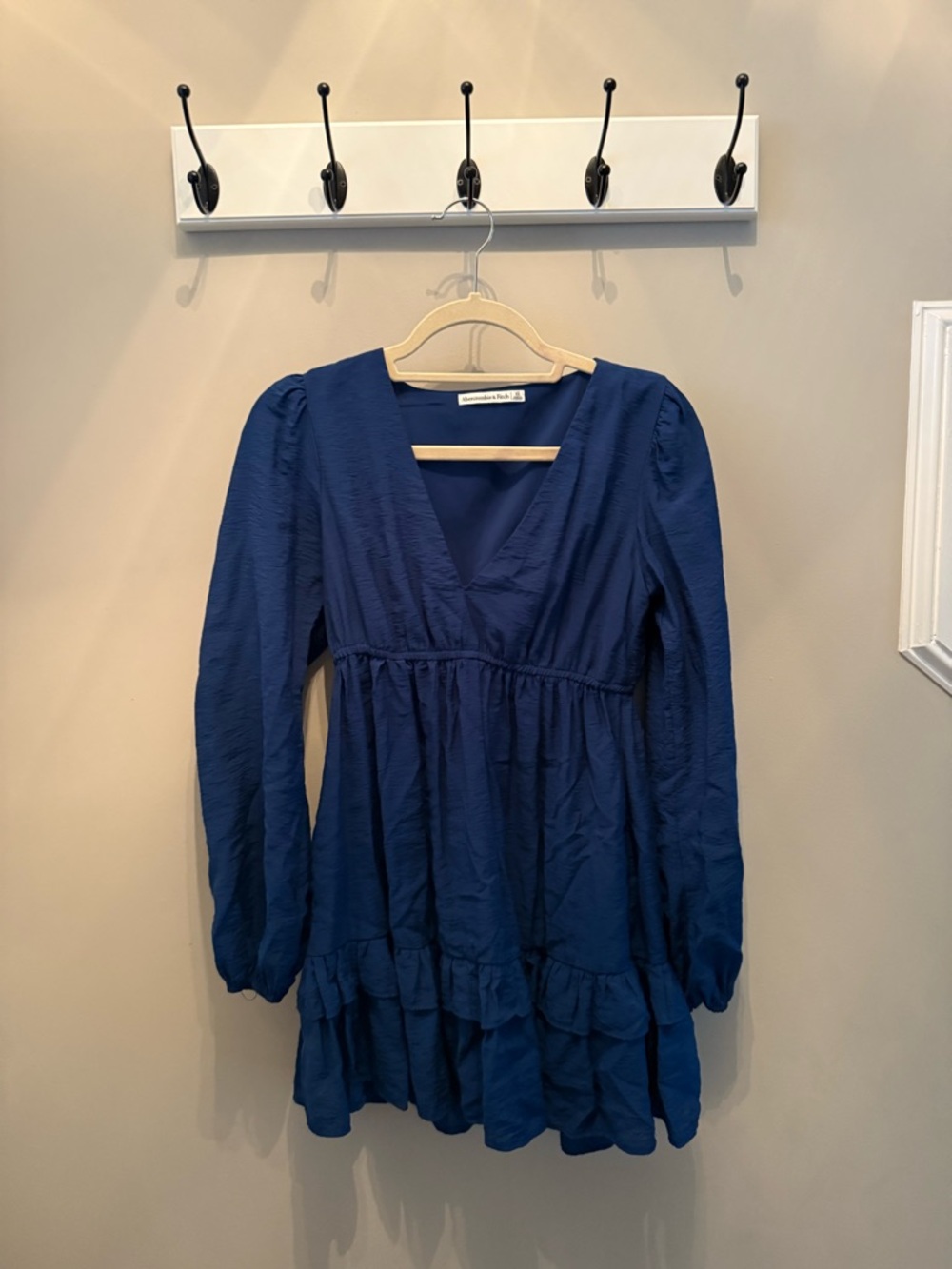 Abercrombie & Fitch Navy Blue Long Sleeve Tiered Dress